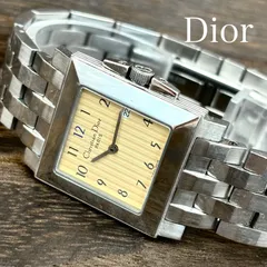 【稼働/純正ブレス】Christian Dior/クリスチャンディオール 腕時計 クォーツ アラビアインデックス スクエア デイト ストライプ レディース vintageのサムネイル