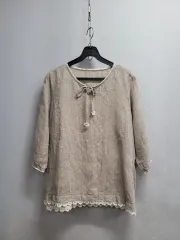 77) リネン レース ブラウス ベージュのサムネイル