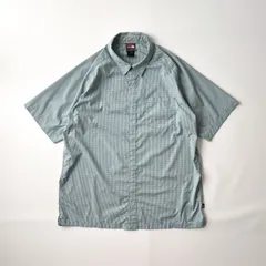 The North Face ノースフェイス 半袖シャツ チェックシャツ XL チェック柄 薄手 光沢感 ポリエステル ピスネーム クリーニング済み ブルー アイスブルー メンズ トップス カジュアル ウェア アウトドア ストリート スポーツ ブランドのサムネイル