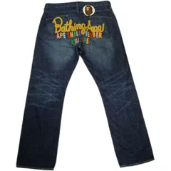 Size【XL】 A BATHING APE ア ベイシング エイプ LOGO PATCH EMBROYED DENIM PANTS デニムパンツ インディゴ 【中古品-良い】 30014451のサムネイル