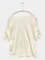 GLACIER グラシア Tシャツ/カットソー M ホワイト 無地 ミドル丈 半袖 ボートネック レディース
