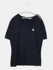 MARY QUANT マリークヮント ニット/セーター M(38) ブラック ウール・ニット ナイロン 無地 ワンポイント ミドル丈 半袖 クルーネック(丸首) レディースのサムネイル