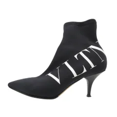 Valentino Garavani ヴァレンティノ・ガラヴァーニ ブーツ VLTNロゴプリント ポインテッドトゥ ソックスブーツ シューズ ヒール ブラック 36 2/1 23.5cm レディース 【中古】のサムネイル
