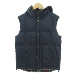 エーグル AIGLE ダウンベスト フード付き スナップボタン チェック柄裏地 L 紺 ネイビー /YJ ■GY61のサムネイル