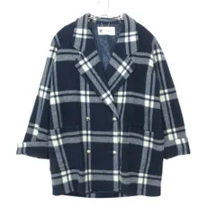 courreges クレージュ チェスターコート ロゴボタン ダブルブレスト チェック柄 アウター ネイビー 9AR【M】 レディース 【中古】のサムネイル