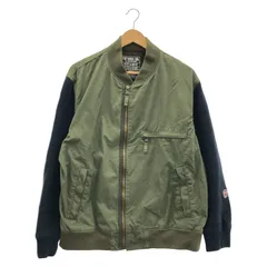 【中古】HYSTERIC GLAMOUR MIDDLE FINGER RIBBED BLOUSON JACKET サイズL 02213AB08 ネイビー×グリーン[17]のサムネイル