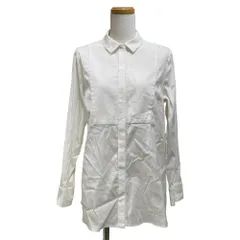 ダナパリ DANAPARIS ロングシャツ チュニック ブラウス ブザム切替 比翼ボタン コットン ストレッチ 11 白 ホワイト /TD ■ECD004のサムネイル