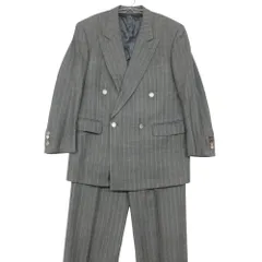 LANVIN ランバン コレクション スーツ セットアップ ストライプ柄 ウール ダブルブレスト 2タックパンツ グレー 48R【S】 メンズ 【中古】のサムネイル