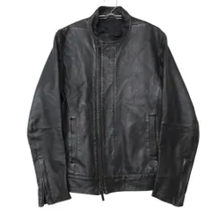 1191 カルバンクライン ライダースジャケット レザー 本革 ジップアップ スタンドカラー バイカー アウター ブラック 36【S】 メンズ 【中古】のサムネイル