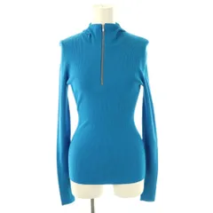 ナゴンスタンス nagonstans 25AW high-neck hooded rib pullover プルオーバー ニットパーカー セーター M ターコイズブルー /ES ■OSのサムネイル