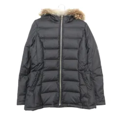 BURBERRY BLUE LABEL バーバリーブルーレーベル ダウンジャケット ノバチェック柄裏地 フォックスファー ハイネック フーディー ナイロン コート ブラック 38【M】 レディース 【中古】のサムネイル