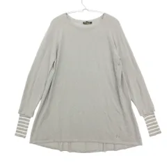 Loro Piana ロロピアーナ ニット カシミヤ100％ セーター 長袖 切替 ボーダースリーブ レイヤード風 イタリア製 グレー 44【L】 レディース 【中古】のサムネイル