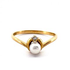 タサキ K18YG 8号 １P パール リング・指輪 ダイヤモンド イエローゴールド TASAKI 田崎真珠 正規品【鑑定済み】