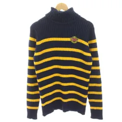 ポロジーンズ ラルフローレン POLO JEANS ニット セーター 長袖 タートルネック ボーダー L 紺 ネイビー 黄色 イエロー ワッペン /HN のサムネイル