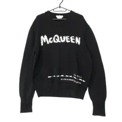 Alexander McQueen アレキサンダーマックイーン ニット セーター 長袖 クルーネック ロゴ トップス 626454 Q1WZL ブラック L メンズ 【中古】のサムネイル