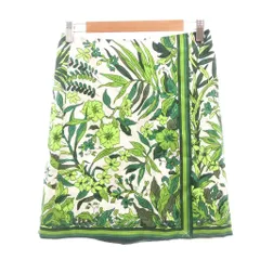 ジェイクルー J.CREW タグ付き スカート 0 緑 グリーン ミニ丈 花柄 ボタニカル柄 絹 シルク /NL ■ECF005のサムネイル