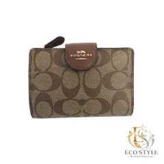COACH(コーチ) シグネチャー柄 キャンバスレザー  折り財布　ウオレット(中古品C　00008-CO014)のサムネイル