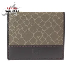 美品  ブラウン カーキ ゴールド金具 レザー 折財布 コンパクトウォレット レディース 600577【中古】のサムネイル