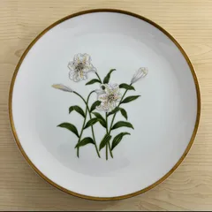 深川製磁　FUKAGAWA PORCELAIN HOUSE百合 花柄 金彩 飾り皿 プレート 大皿 レトロ食器のサムネイル