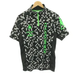 ルコックスポルティフ le coq sportif ハーフジップシャツ 総柄 ロゴプリント 半袖 M グレー 黒 ブラック /HN ■ECB004のサムネイル