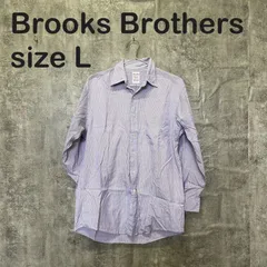 【T-1925】Brooks Brothers ブルックスブラザーズ Lサイズ相当 ストライプ 長袖シャツ パープル コットン ビジネス カジュアルのサムネイル