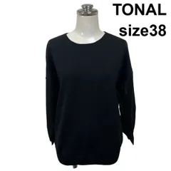 ◆ トーナル TONAL ニット 七分袖 クルーネック ドロップショルダー 透け感 黒 38 M 9号 レディース S6I681のサムネイル