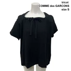 ◆ トリココムデギャルソン tricot COMME des GARCONS ニット 半袖 スクエアネック リボン 異素材 黒 毛 S 9号 レディース S6I693のサムネイル