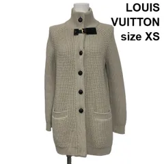 ●◆ ルイヴィトン LOUIS VUITTON ワッフルニットカーディガン ニットコート 長袖 ベージュ ウール カシミア XS 5号 レディース S6I696のサムネイル