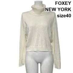 ◆ フォクシーニューヨーク FOXEY ニットセーター 長袖 タートルネック ショート丈 トップス 白 綿混 絹混 40 M 9号 レディース S6I699のサムネイル