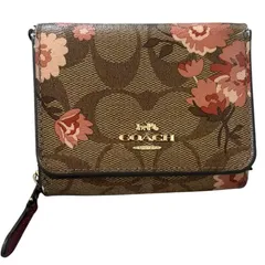 COACH コーチ 二つ折り財布 シグネチャー フラワー 花柄 PVC レザー
