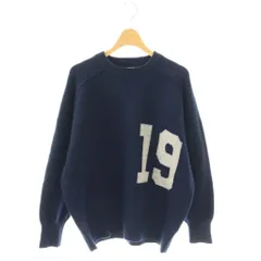 ビームスボーイ BEAMS BOY 25AW ビッグロゴクルーニット セーター 長袖 シルク混 ネイビー ホワイト /DO ■OSのサムネイル