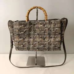 エルエスシーン LS Scene／レイジースーザン LAZY SUSAN × アーバンリサーチ URBAN RESEARCH 別注ツイード2WAYバンブーバッグ 【持ち手の長さ115cm 縦17cm 横28.5cm マチ12cm】 ブラウ系／茶系のサムネイル