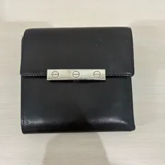 (o2331)カルティエ Cartier ラブコレクション ブラックレザー製 コンパクトウォレット ビス ネジメタルプレート レザー シンプル 高級感 三つ折り ブラック メンズのサムネイル