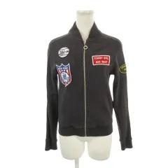 トミーガール tommy girl ジャケット ジップアップ スウェット XS 紺 薄黒 ネイビー 長袖 ワッペン付き スタンドカラー /AH13 ■ECA005のサムネイル