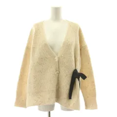 ロシャス ROCHAS ニットカーディガン 長袖 Vネック ウール カシミヤ混 リボン ラメ糸 XS ベージュ 12-158-12-081701 /KUのサムネイル