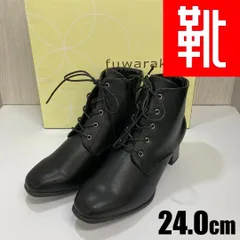 E-035 ■kutsu.com公式■ fuwaraku レースアップショートブーツ　FR-1504 ブラック 24.0㎝のサムネイル