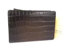 ■極美品■ PRARE プレリー NP02212 クロコダイル型押しレザー 二つ折り 財布 ウォレット 札入れ 小銭入れ ダークブラウン系 DP5192のサムネイル