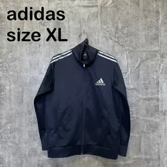 【T-1932】adidas アディダス XL CLIMALITE トラックジャケット ジャージ ネイビー 3ライン フルジップ スポーツのサムネイル