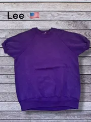 90年代　Lee　リー　 USA製　アメリカ製　半袖ラグランスウエット　個性的　パープルのサムネイル