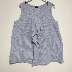 pas de calais コットン ストライプ ノースリーブ プルオーバー ブラウス シャツ ブルー レディース パドカレ【中古】3-0622S∞のサムネイル