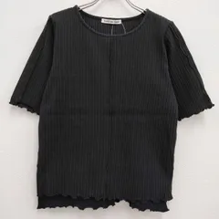 MARECHAL TERRE ZM212CT116 五分袖 リブ クルーネック 半袖Ｔシャツ カットソー ブラック レディース マルシャルテル【中古】4-0308S♪のサムネイル