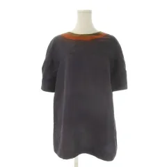 プラダ PRADA シャツ ブラウス 絹 シルク 38 紺 ネイビー ラウンドネック 半袖 P9256 /CK39 ■GY62のサムネイル
