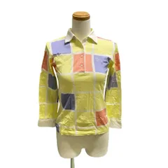 マンシングウェア MUNSINGWEAR  長袖 ポロシャツ チェック柄 ペンギンロゴ B78〜84(1) 黄色 イエロー マルチカラー /TD■GY99のサムネイル