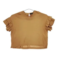 sacra リヨセルコットン ステップフリル ブラウス 半袖Ｔシャツ カットソー ブラウン レディース サクラ【中古】5-0616S∞のサムネイル