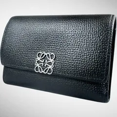 【美品】LOEWE ロエベ アナグラム トライフォールド コンパクト ジップ 三つ折り 財布 ブラックのサムネイル