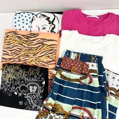 【衣類まとめ売り6点セット】DoCLASSE DA MISS ZARA Tシャツ 半袖 無地 プリント トップス プリーツ スカート ボトムス サイズM ホワイト ピンク ブラック オレンジ レディースのサムネイル