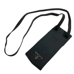 【プラダ】本物 PRADA ショルダーポーチ 三角ロゴプレート 黒 トライアングル ポシェット 小物入れ ナイロン メンズ レディース イタリア製のサムネイル