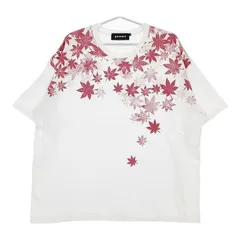 gomme リーフ柄 オーバーサイズ 半袖Ｔシャツ カットソー ホワイト レッド レディース ゴム【中古】5-0709S∞のサムネイル