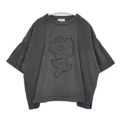 mao made 25SS きれいめ天竺ピグメント染め お花パッチししゅうTEE 定価15400円 521208 半袖Ｔシャツ カットソー ブラック レディース マオメイド【中古】6-0430S◎のサムネイル