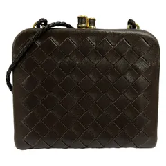 BOTTEGA VENETA(ボッテガヴェネタ) コインケース イントレチャート ダークブラウン がま口/ショルダーストラップ付き レザーのサムネイル